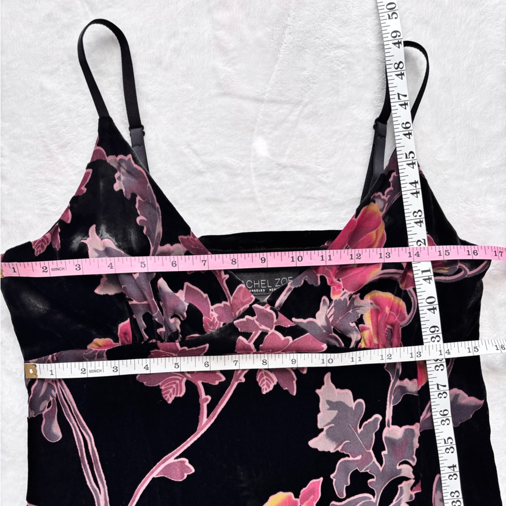 RACHEL ZOE Spaghetti Strap Black Floral Burnout Velvet Midi Slip Dress--NWT--8 - Picture 14 of 14